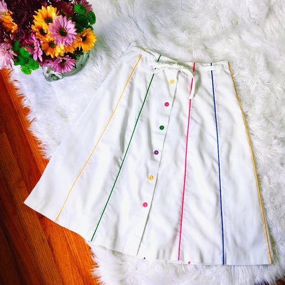 Vintage Dresses & Skirts - Vintage Sanibel Sport A-Line Rainbow Pin-up Skirt